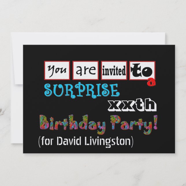 xxth SURPRISE Birthday Party Invitation Template (Front)