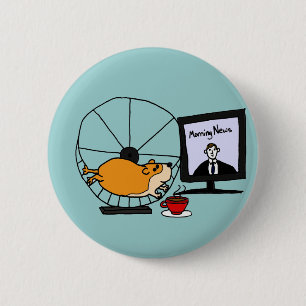 XY- Funny Hamster on an Exercise Wheel Satire 6 Cm Round Badge