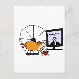 XY- Funny Hamster on an Exercise Wheel Satire Postcard