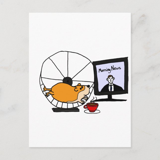 XY- Funny Hamster on an Exercise Wheel Satire Postcard (Front)