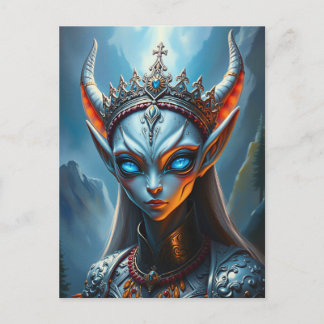 Xylanthia Horned Oracle Elf Queen - Dark Fantasy Postcard