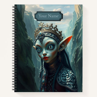 Xylariel Elven Goddess Blue Gothic Spiral Notebook