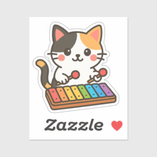Xylophone Calico Cat Rainbow Notes