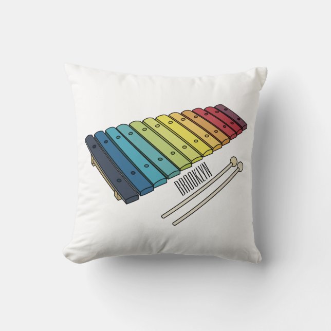 Xylophone cartoon illustration cushion (Front)