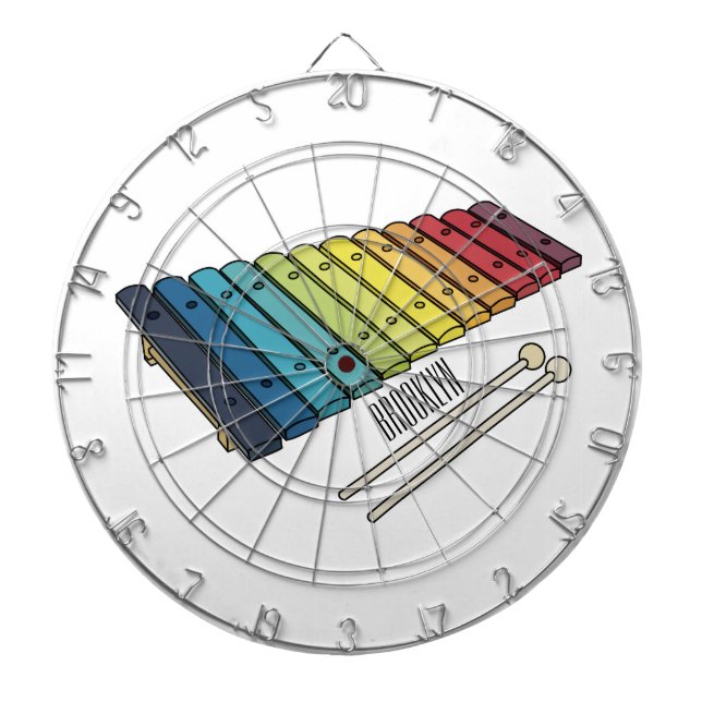 Xylophone cartoon illustration dartboard (Front)