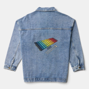 Xylophone cartoon illustration denim jacket