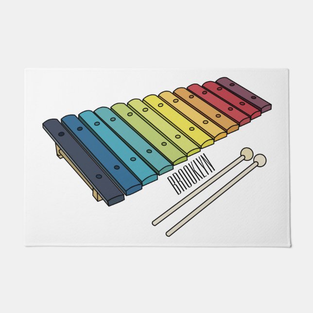 Xylophone cartoon illustration doormat (Front)