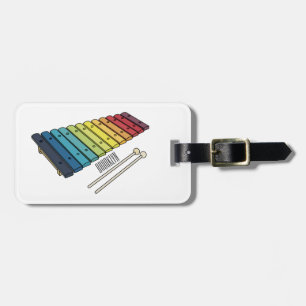 Xylophone cartoon illustration luggage tag