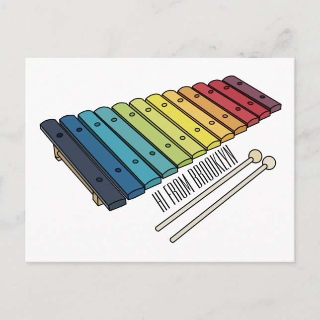 Xylophone cartoon illustration postcard (Front)