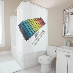 Xylophone cartoon illustration shower curtain