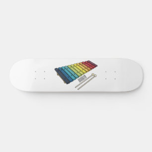 Xylophone cartoon illustration skateboard