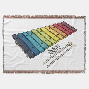 Xylophone cartoon illustration throw blanket