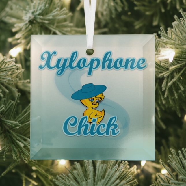 Xylophone Chick #3 Glass Tree Decoration (Insitu)