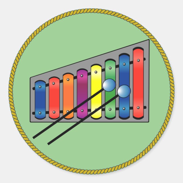 Xylophone, colourful design classic round sticker (Front)