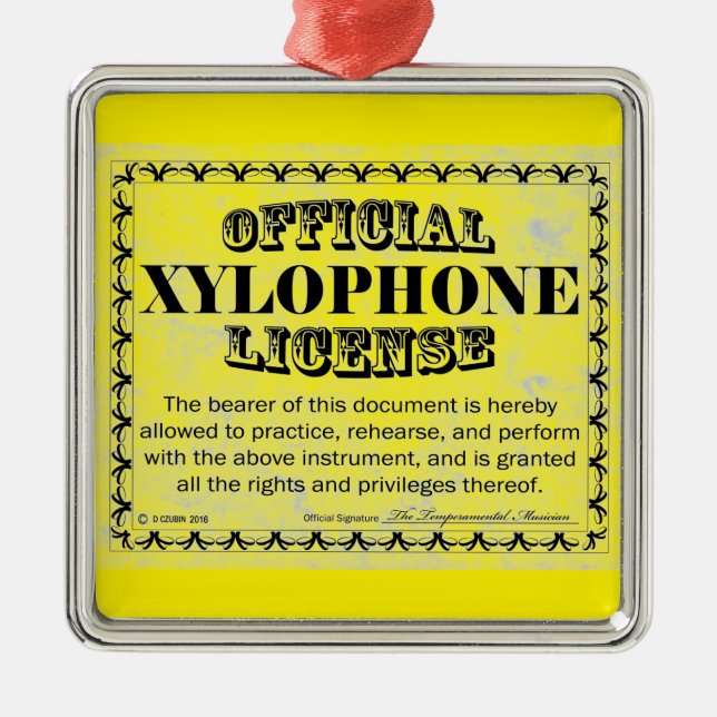 Xylophone License Metal Ornament (Front)