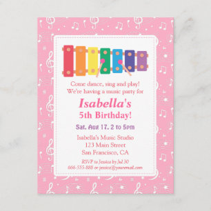 Xylophone Music Themed Birthday Party Invitation