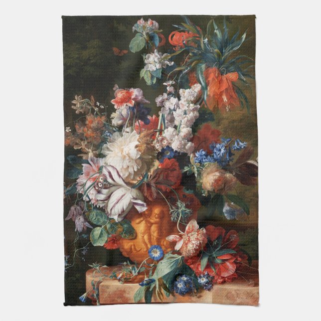 Xzendor7 Bouquet Of Flowers by Jan van Huysum Tea Towel (Vertical)