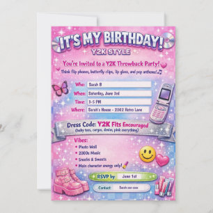 Y2K 2000's Birthday Party Invitation