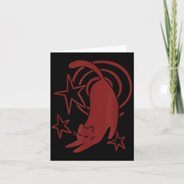 Y2K 90s Cute Sleepy Tomcat Cat Stretching Under Card (Front)