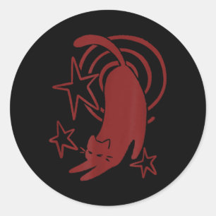 Y2K 90s Cute Sleepy Tomcat Cat Stretching Under Classic Round Sticker