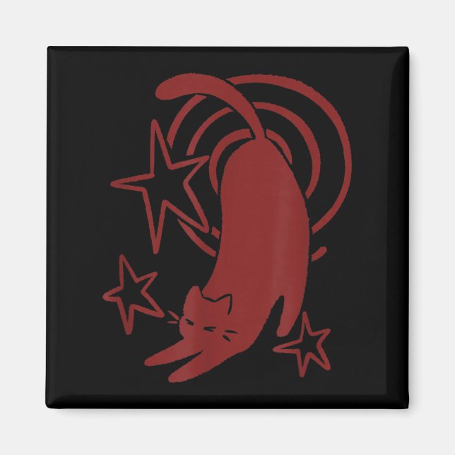 Y2K 90s Cute Sleepy Tomcat Cat Stretching Under Magnet (Front)