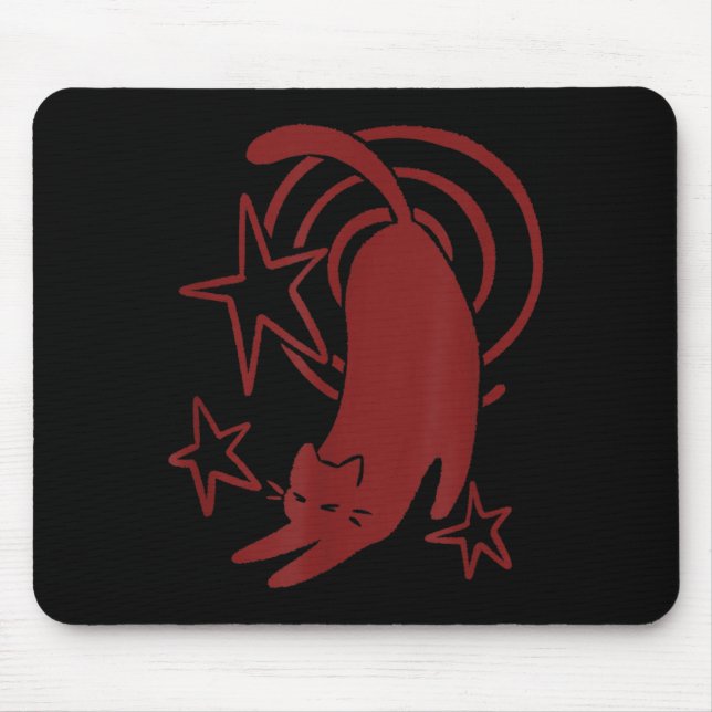 Y2K 90s Cute Sleepy Tomcat Cat Stretching Under Mouse Pad (Front)