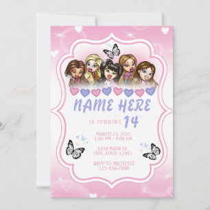 Y2K Airbrush Doll Birthday Invitation Bratz