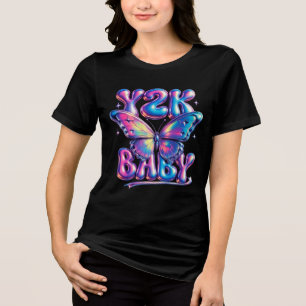 Y2K Baby Chrome Butterfly Tri-Blend Shirt