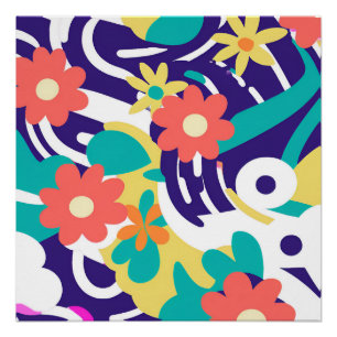Y2K Bold Wildflower Vibrant Nostalgic Spring Art Poster