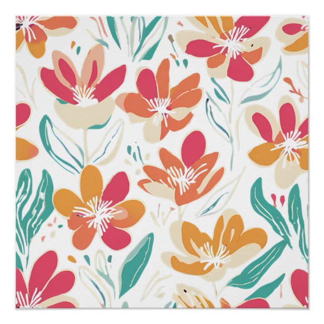 Y2K Bold Wildflower Vibrant Nostalgic Spring Art Poster (Front)