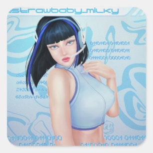Y2K Cyber Girl Square Sticker