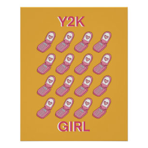 Y2K Flip Phones Heart Pattern Poster