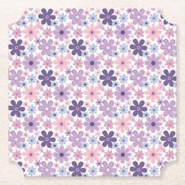 Y2K Flower Pattern Paper Coaster (Front)