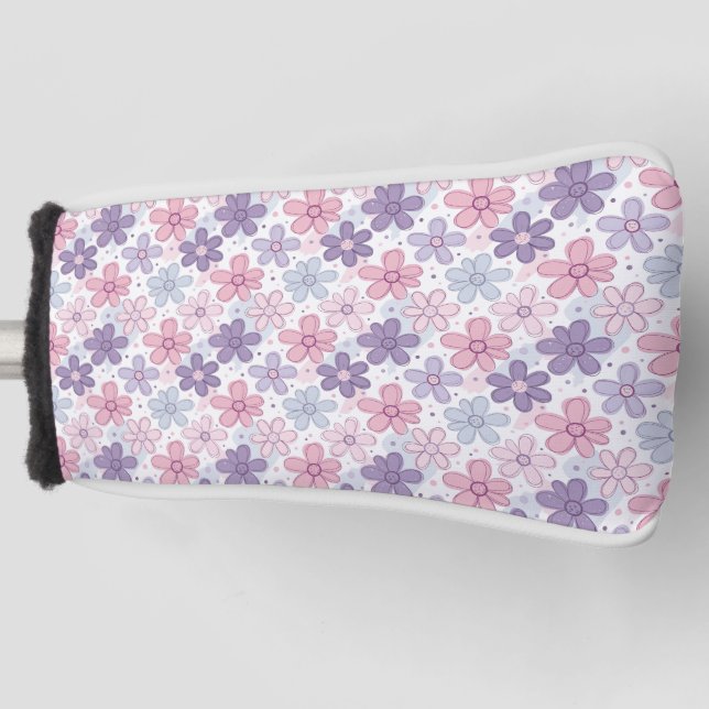 Y2K Flower Seamless Pattern Golf Head Cover (Front)