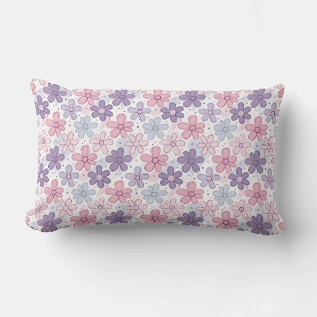 Y2K Flower Seamless Pattern Lumbar Cushion (Front)