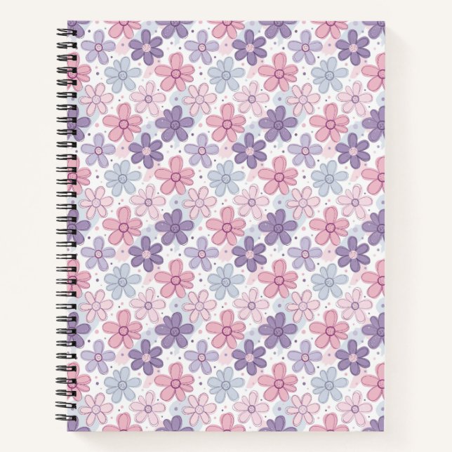 Y2K Flower Seamless Pattern Notebook (Front)