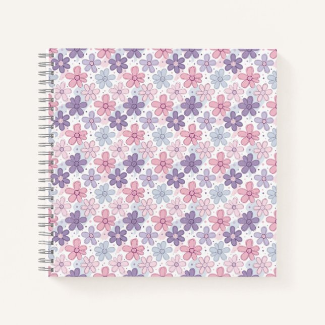 Y2K Flower Seamless Pattern Notebook (Front)