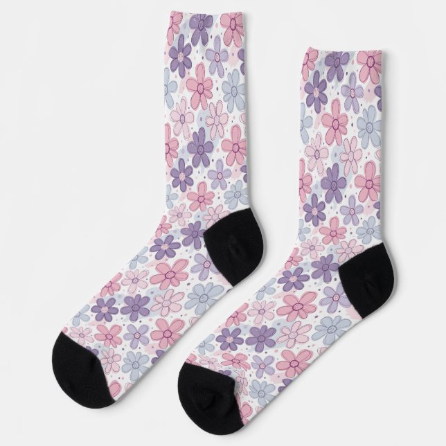 Y2K Flower Seamless Pattern Socks (Left)