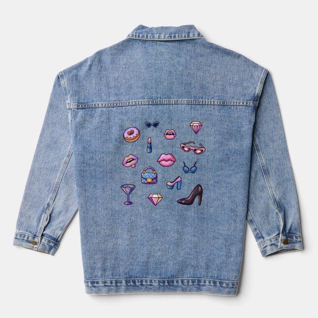 Y2K glamour girl set Denim Jacket (Back)