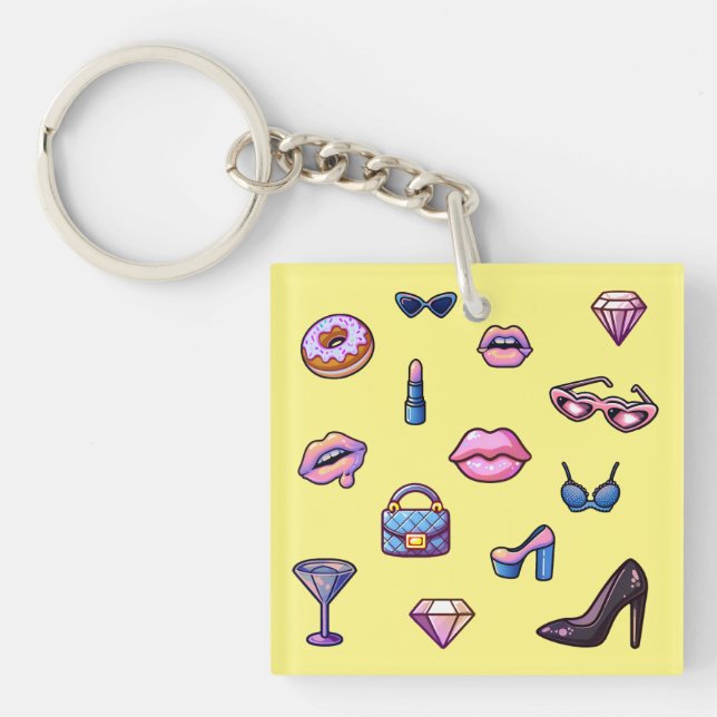 Y2K glamour girl set Key Ring (Front)