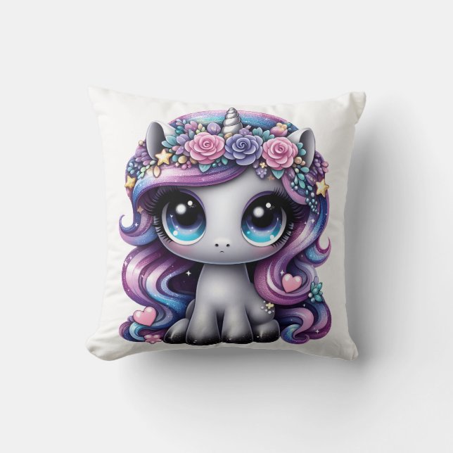 Y2K glitter pony unicorn Cushion (Front)