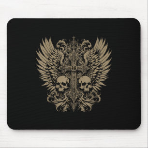 Y2k Grunge Aesthetic Alt Goth Skull Cross Gothic  Mouse Pad