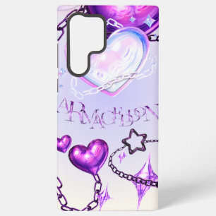 Y2K Iridescent Heart & Purple Chains Phone Case