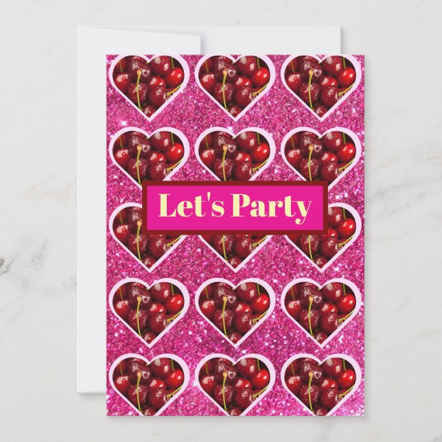 Y2K『Let's Party』チェリーデザイン♡ Holiday Card (Front)