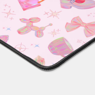 Y2K Pastel Pink Coquette Hologram Sparkle Pattern Desk Mat