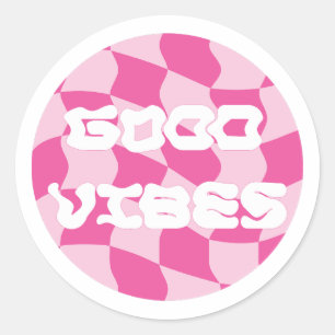 Y2K Pink Good Vibes Pattern Classic Round Sticker