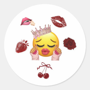 Y2K Princess Emoji Cute Classic Round Sticker