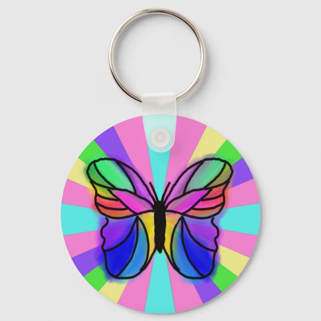 Y2K Psychedelic Butterfly Keychain (Front)