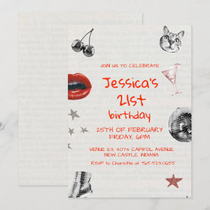 Y2K retro aesthetic Adult disco-themed Birthday Invitation