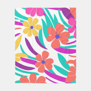 Y2K Vibrant Wildflower Bold Retro Spring Design Fleece Blanket
